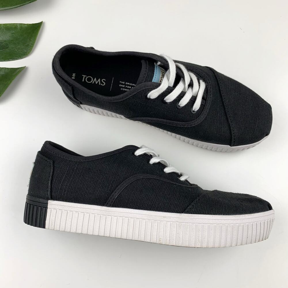 Toms Cordones Indio Lace Up Black Sneakers Casual Shoes 10015277 Women's 6